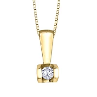 Solitaire Diamond Bar Pendant in 10K Gold (0.04 ct wt
