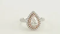 Pear Shape Diamond Engagement Ring 18K White and Rose Gold (1.69 ct