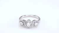 Three Stone Diamond Ring 14K White Gold (0.74 ct tw)