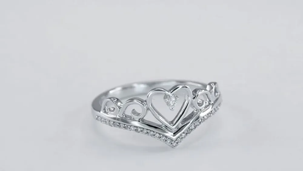 Ann Louise Tiara Heart Diamond Ring 10K White Gold (0.10 ct tw