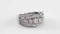 Diamond Cluster Ring 10K White Gold (0.75 ct tw)