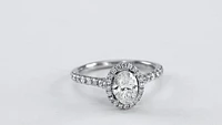 Oval Cut Diamond Halo Engagement Ring 14K White Gold (1.38 ct tw)