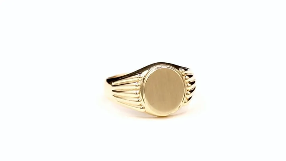 Men's Oval Signet Ring 10K Yellow Gold