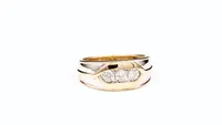 Three Stone Men’s Diamond Ring 10K White and Yellow Gold (0.25 ct t