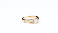 Princess Cut Diamond Engagement Ring 10K Yellow and White Gold (0.3