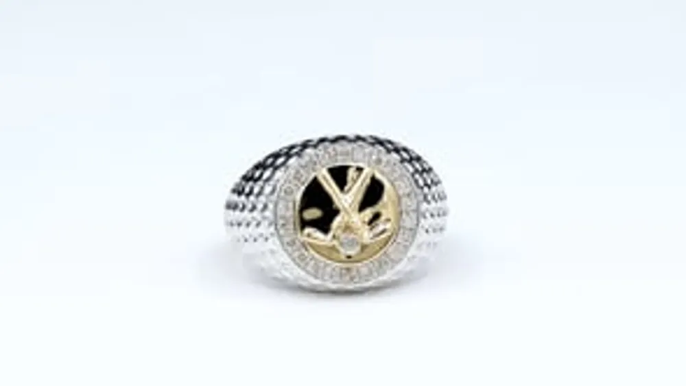 Mens Diamond Golf Ring 10K Yellow and White Gold (0.50 ct tw)