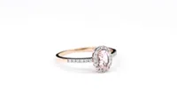 Oval Morganite Halo Diamond Ring 14K Rose Gold (6mm x 4mm)