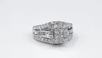 Halo Diamond Cluster Engagement Ring 14K White Gold (2.00ct tw)