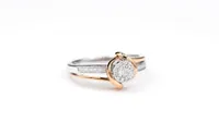 Petite Cluster Centre Ring 10K White and Rose Gold (0.15ct tw)