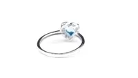 Heart Shaped Blue Topaz and Diamond Ring 14K White Gold