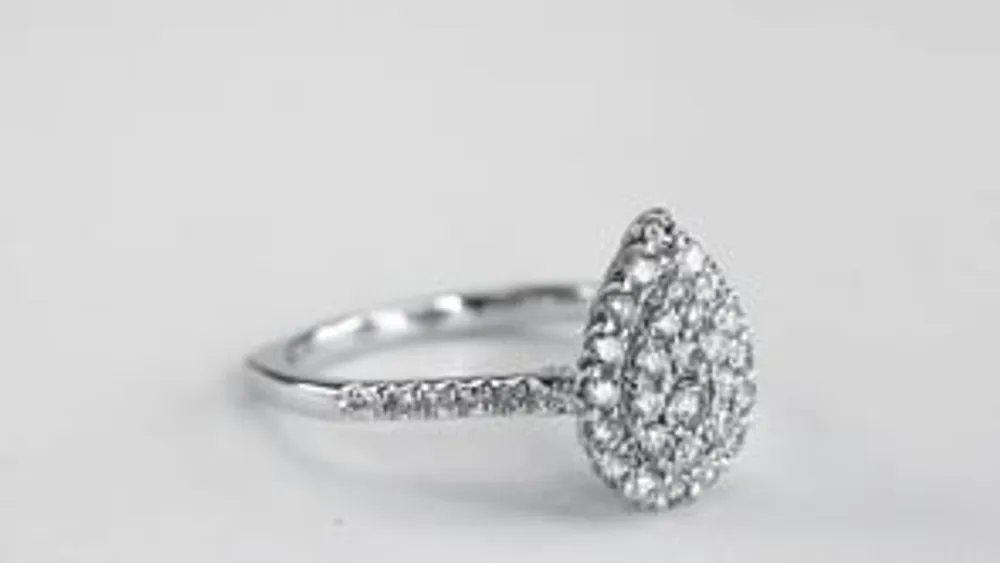 White Gold Pear Shape Diamond Cluster Ring 10K (0.75ct t