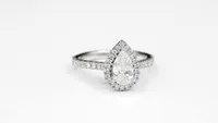 Pear Shape Diamond Engagement Ring 14K White Gold (1.38 ct tw)