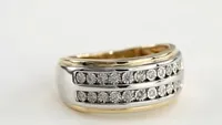 10K Yellow and White Gold Double Row Gents Diamond Ring (0.25ct tw)