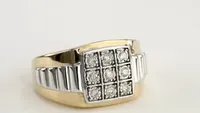 Men’s 10K Two-Tone Yellow and White Gold Diamond Cluster Ring (0.25ct