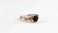 10K Rose Gold Heart Garnet Diamond Ring