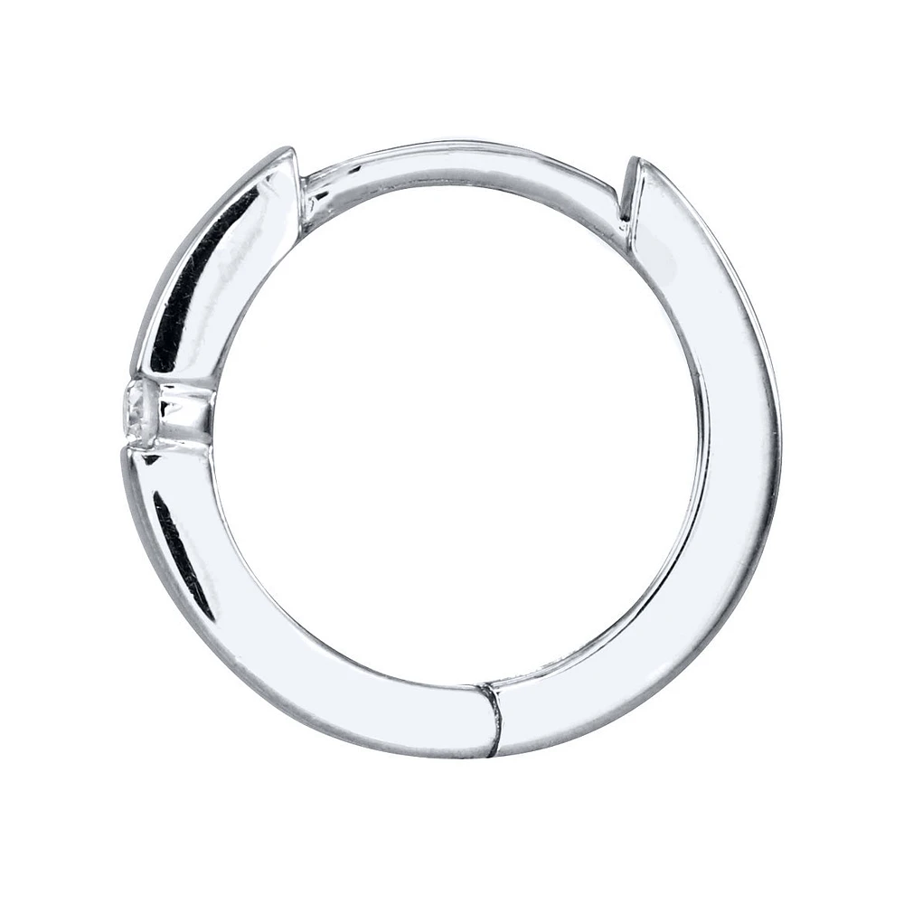 Tension-Set Diamond Huggie Hoop Earrings in 10K White Gold (0.04ct tw)