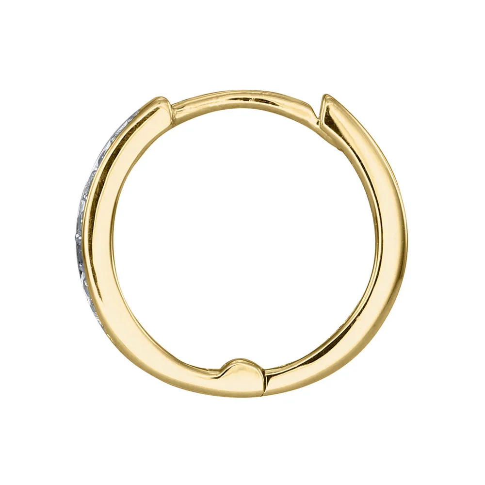 Micro Claw-Set Diamond Huggie Hoop Earrings in 10K Yellow Gold (0.05ct