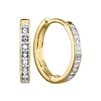 Micro Claw-Set Diamond Huggie Hoop Earrings in 10K Yellow Gold (0.05ct