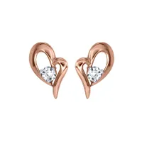 Diamond Heart Earrings in 10K Rose and White Gold (0.02 ct tw)