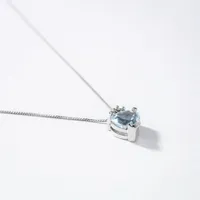 Heart Shaped Aquamarine Necklace with Diamond Accent in 10K White Gold