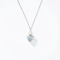 Heart Shaped Aquamarine Necklace with Diamond Accent in 10K White Gold