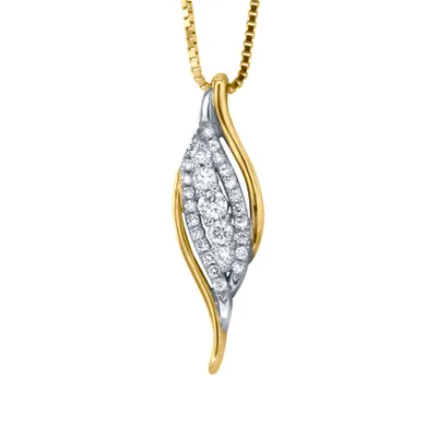 Diamond Cluster Pendant Necklace in 10K Yellow and White Gold (0.21 ct