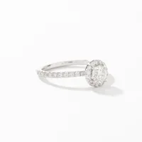 Diamond Halo Engagement Ring 14K White Gold (0.90 ct tw)