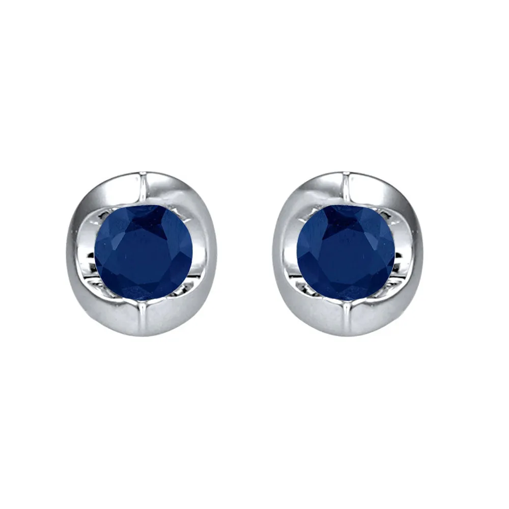 Sapphire Stud Earrings in 10K White Gold