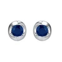 Sapphire Stud Earrings in 10K White Gold