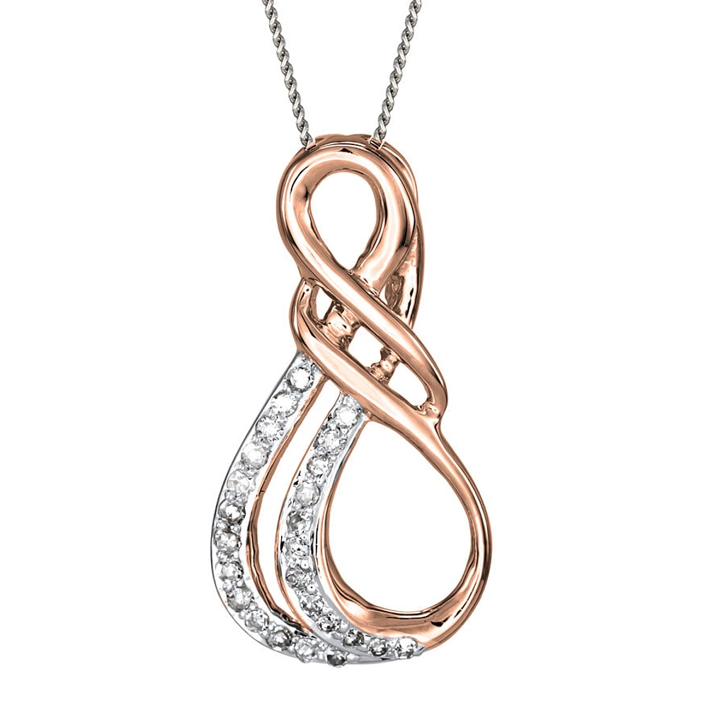Infinity Diamond Pendant Necklace in 10K White and Rose Gold (0.08ct t