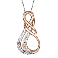 Infinity Diamond Pendant Necklace in 10K White and Rose Gold (0.08ct t