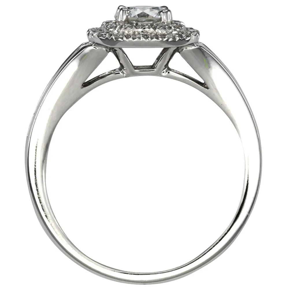 Canadian Diamond Halo Engagement Ring 14K White Gold (0.96ct tw)