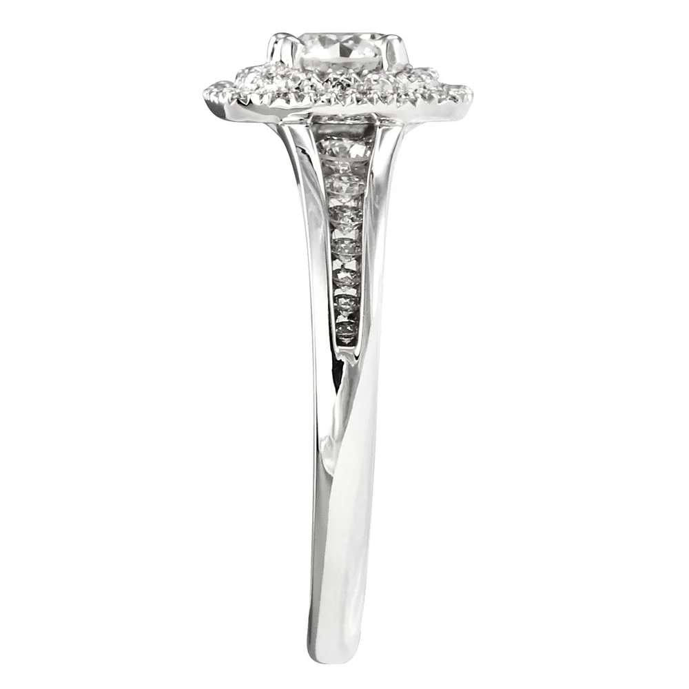 Canadian Diamond Halo Engagement Ring 14K White Gold (0.96ct tw)