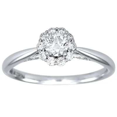 Canadian Diamond Cathedral Engagement Ring 14K White Gold (0.51ct t