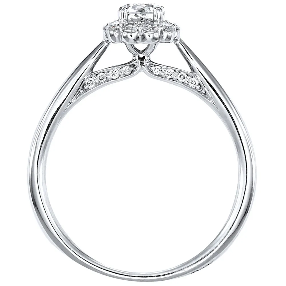 Canadian Diamond Cathedral Engagement Ring 14K White Gold (0.51ct t