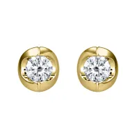 Tension Set Solitaire Canadian Diamond Stud Earrings in 14K Yellow Gol