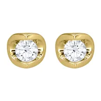 Tension Set Solitaire Canadian Diamond Stud Earrings in 14K Yellow Gol