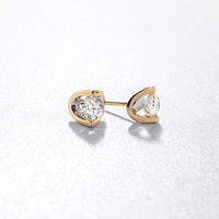 Tension Set Solitaire Canadian Diamond Stud Earrings in 14K Yellow Gol