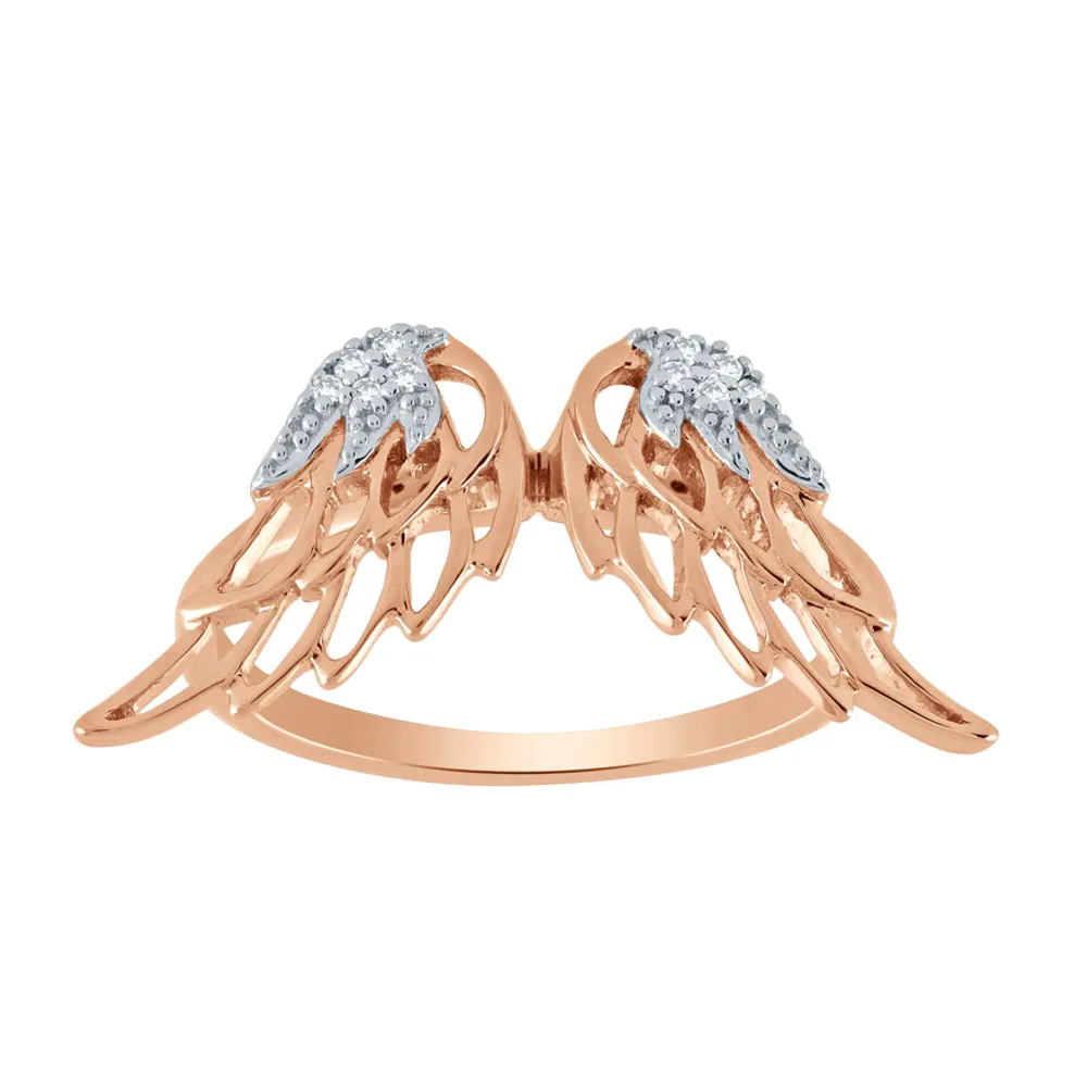 Angel Wing Diamond Ring 10K Rose Gold (0.05 ct tw)