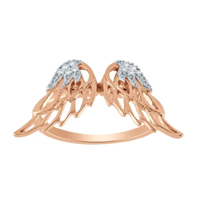 Angel Wing Diamond Ring 10K Rose Gold (0.05 ct tw)