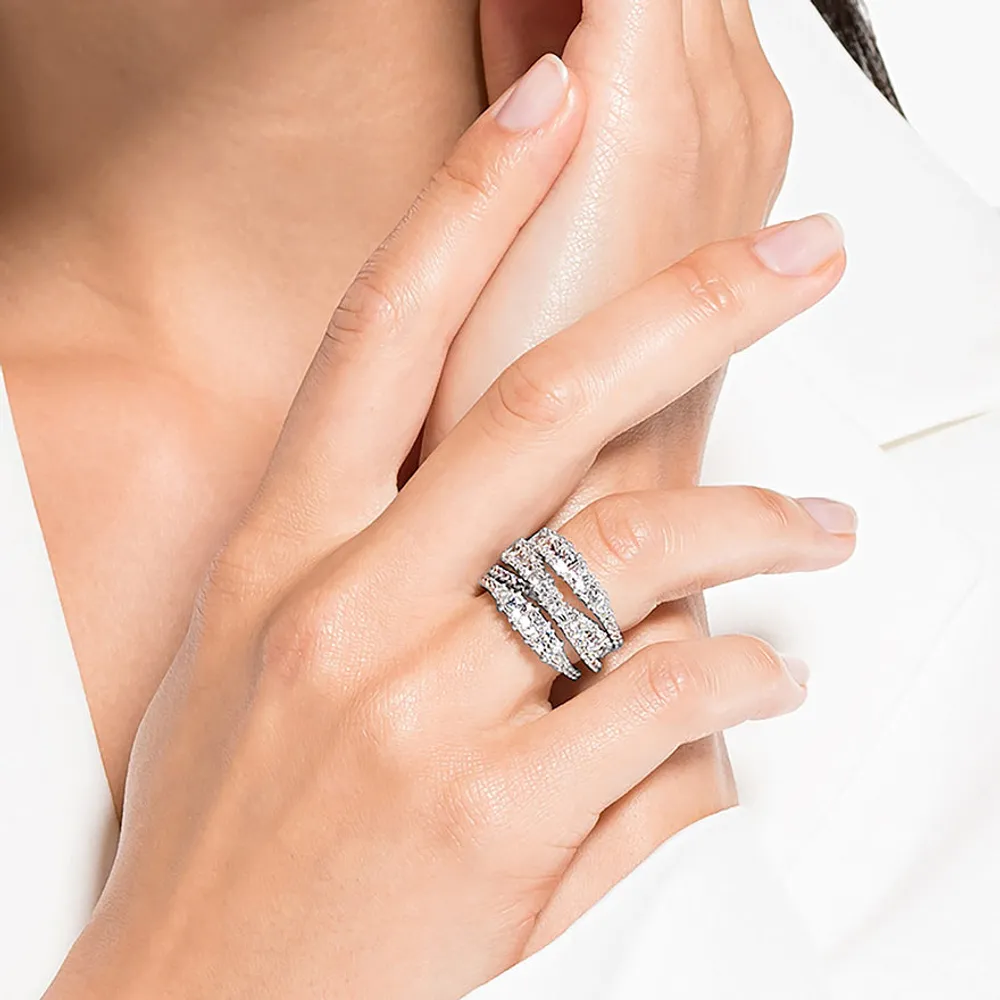 Swarovski Twist Wrap ring - White, Rhodium plated | 5580952