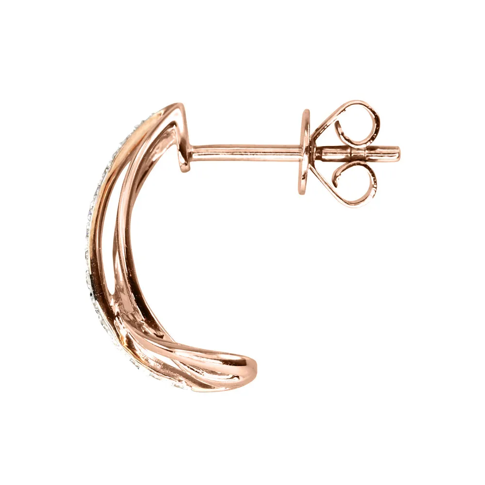 Diamond J-Hoop Earrings in 10K Rose Gold (0.10ct tw)