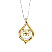 Cultured Pearl Diamond Pendant Necklace in 10K Yellow Gold
