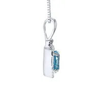 Blue Topaz and Diamond Pendant Necklace in 10K White Gold