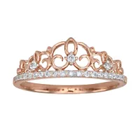 Pavé Diamond Crown Ring 10K Rose Gold (0.12ct tw)