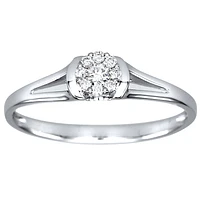 10K White Gold Diamond Cluster Promise Ring (0.11ct tw)