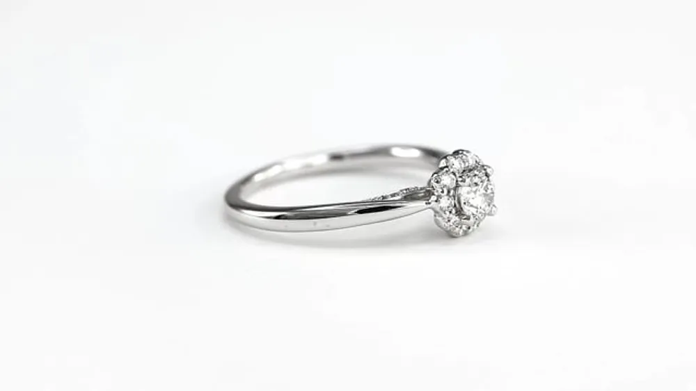 Canadian Diamond Cathedral Engagement Ring 14K White Gold (0.51ct t