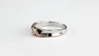 Mens Solitaire Diamond Wedding Ring 10K White and Rose Gold (0.05ct