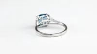 Rose Cut Blue Topaz and Diamond Ring 10K White Gold (0.04ct tw)