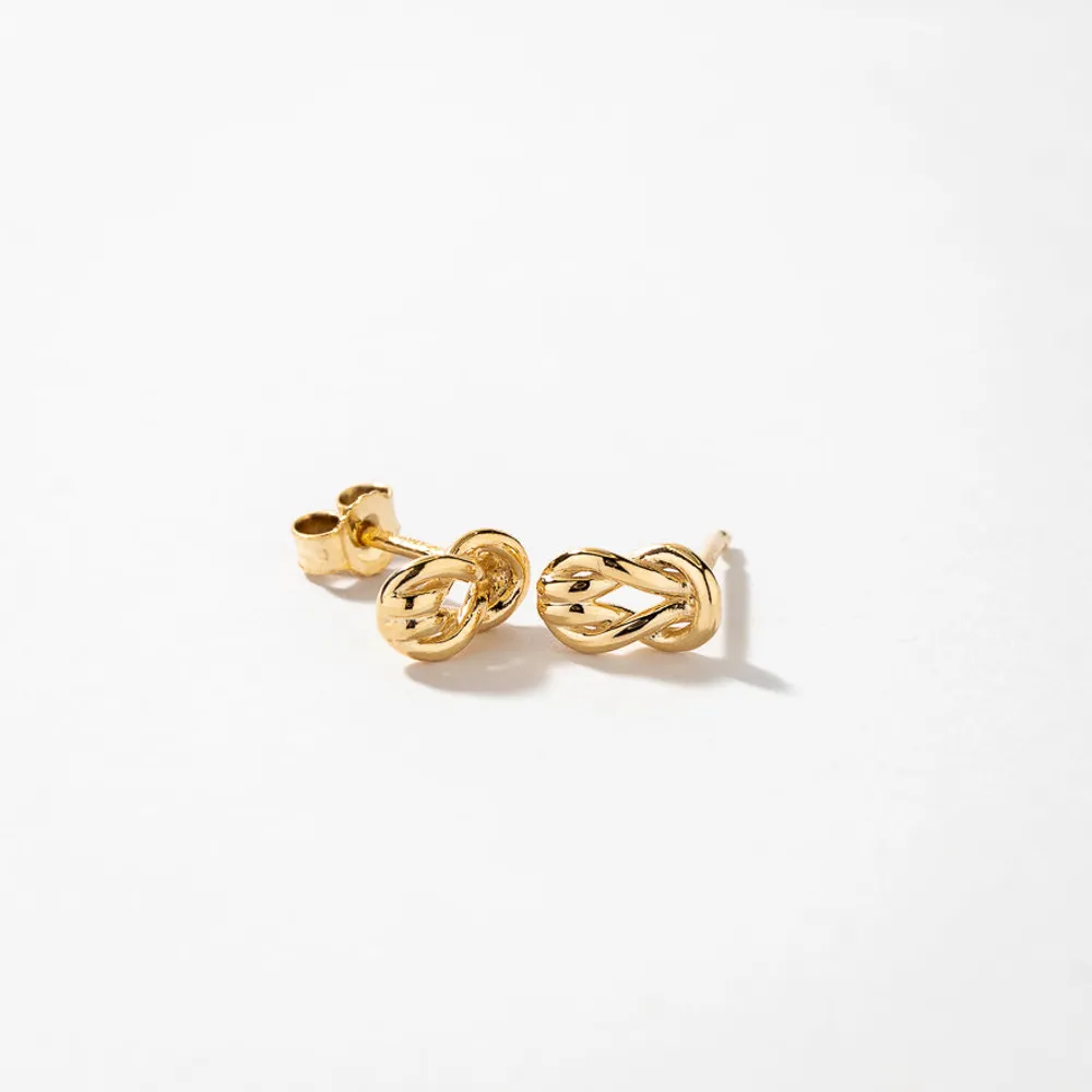 Love Knot Stud Earrings in 14K Yellow Gold